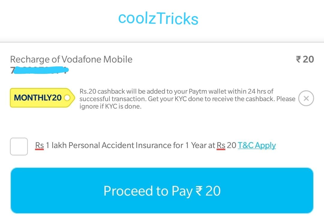 (Loot) PayTM MONTHLY20- Get Free Rs.20 Recharge Every Month