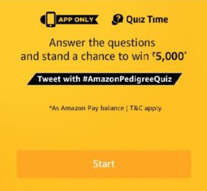 (Answers Added)Amazon Pedigree Quiz - Answer & Win Rs.5000