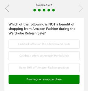 (All Answers) Amazon Fashion Refresh Quiz-Win Rs.4000