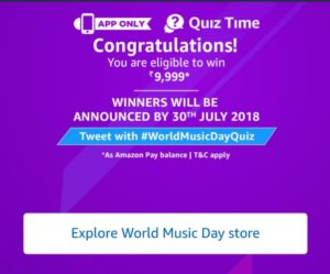 (All Answers)Amazon World Music Day Quiz Answers