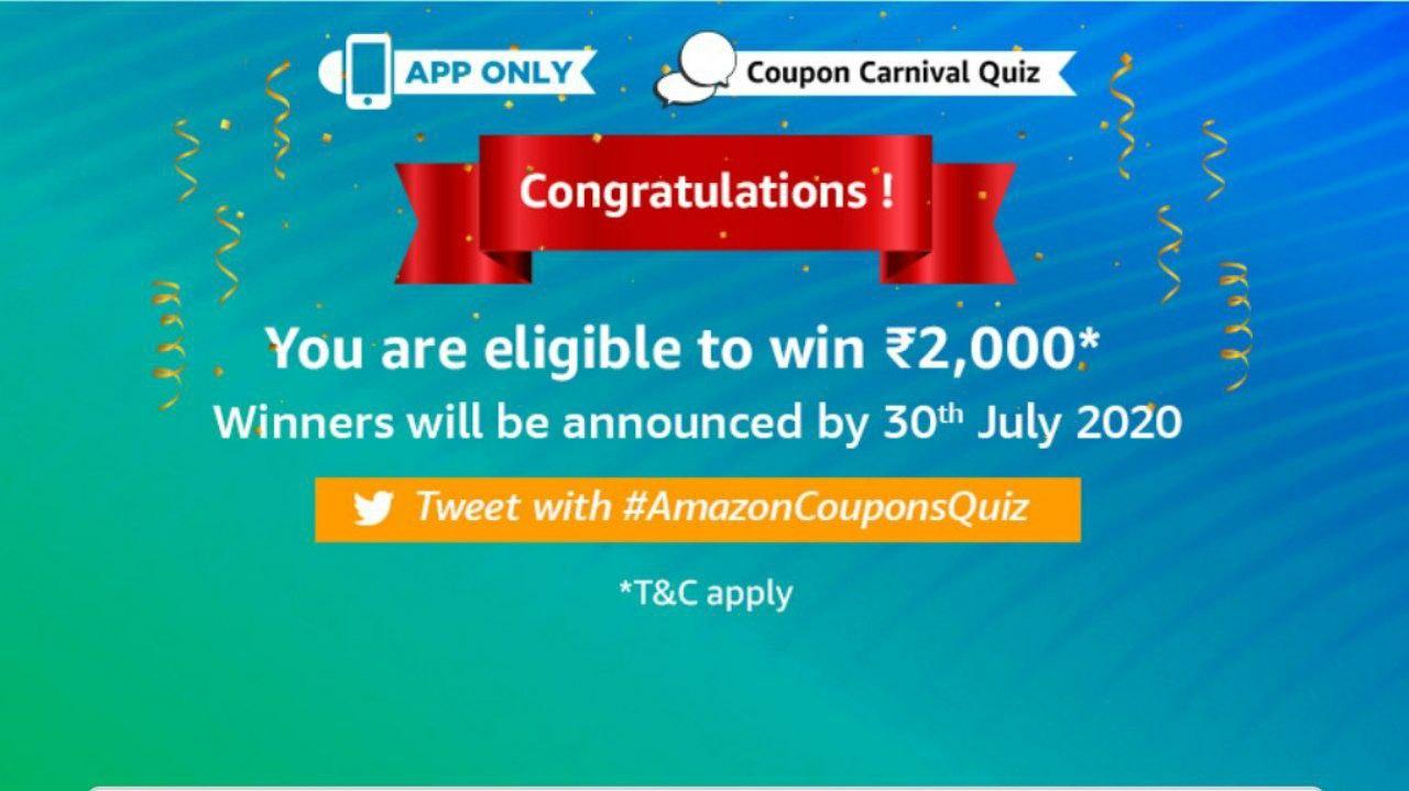 Amazon Coupon Carnival Quiz Answer