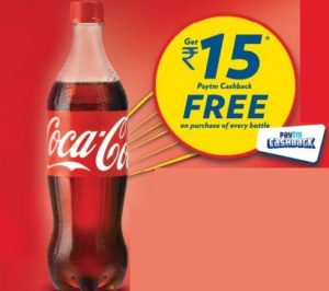 PayTM Coke Offer-Get Free Rs.15 PayTM Cash On Each Pack