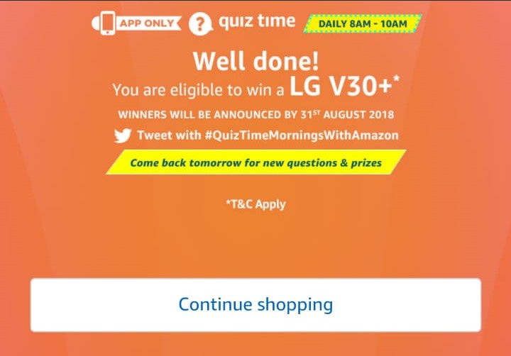Amazon LG V30+ Quiz Answers