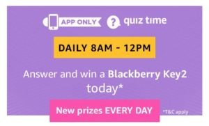 (All Answers) Amazon Blackberry Quiz - Answer and Win Blackberry Key2