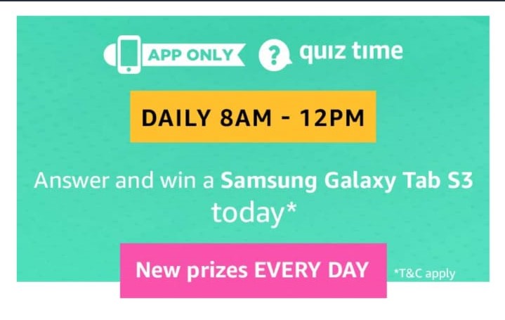 Amazon Samsung Galaxy Tab S3 Quiz Answers