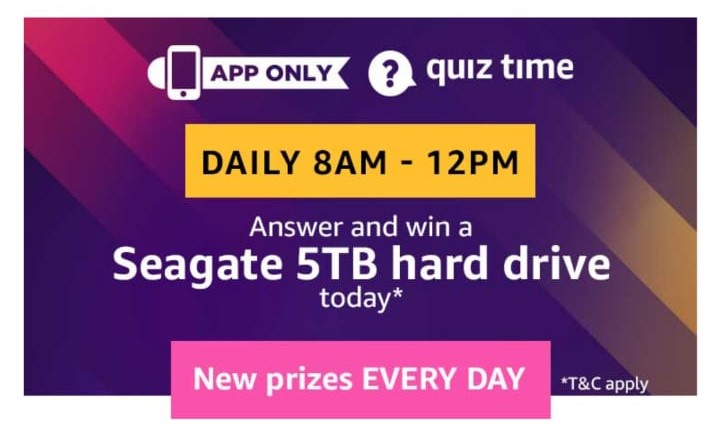 (All Answers) Amazon Seagate Quiz - Answer and  Win Seagate 5TB Hard Drive