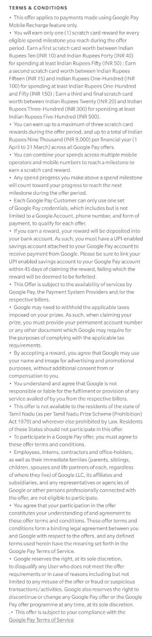 Google Pay Recharge Loot- Get Free Scratch Cards On Every Recharge