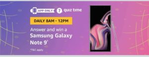 Amazon Quiz Time - Answer & Win Samsung Galaxy Note 9