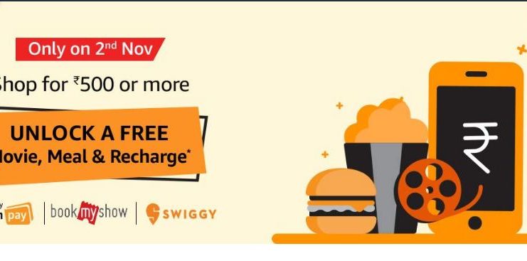 Amazon Free Movie, Meal and Recharge Offer - Get 100% cashback on Movie,Recharge & Food