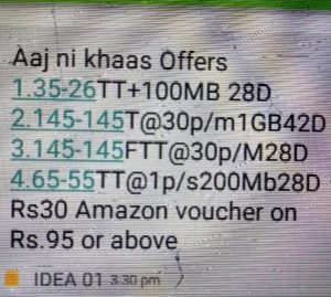 (For All) Idea- Free Rs.30 Amazon Voucher On Recharge Of Rs.95+