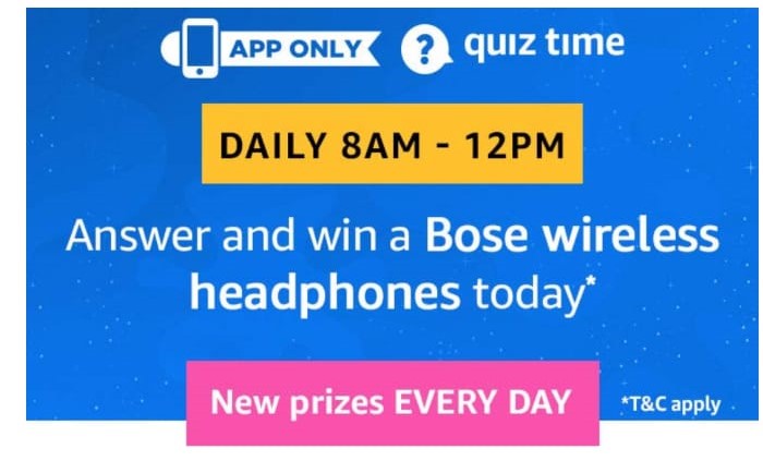 Amazon Quiz Time Daily - Today's Answer of Amazon Bose Wireless Headphones Quiz