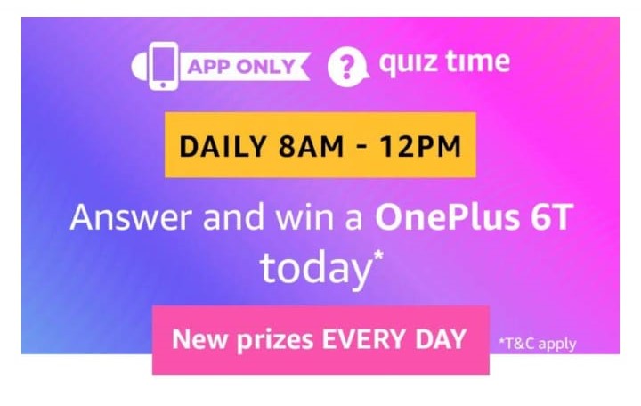 Amazon 6th January Quiz - Answer & Win Free OnePlus 6T