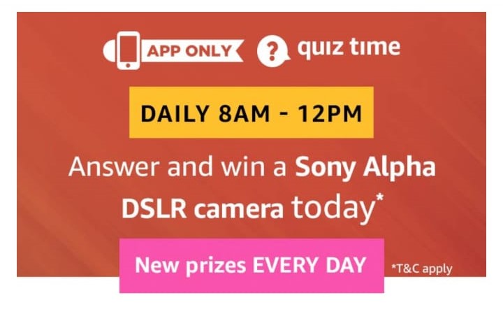 Amazon 15th January Quiz - Answer & Win Sony Alpha DSLR Camera