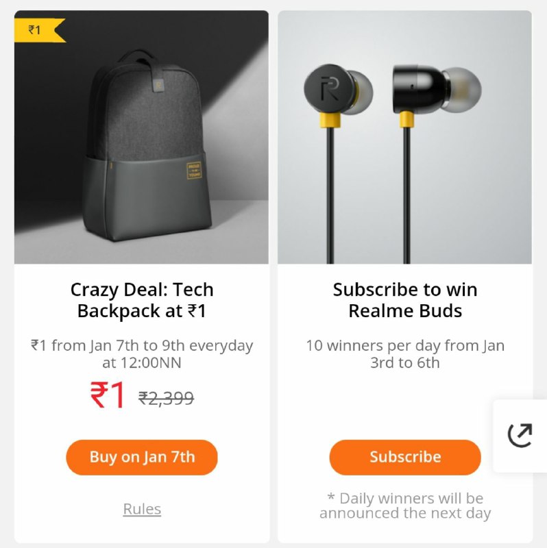 realme bag flash sale