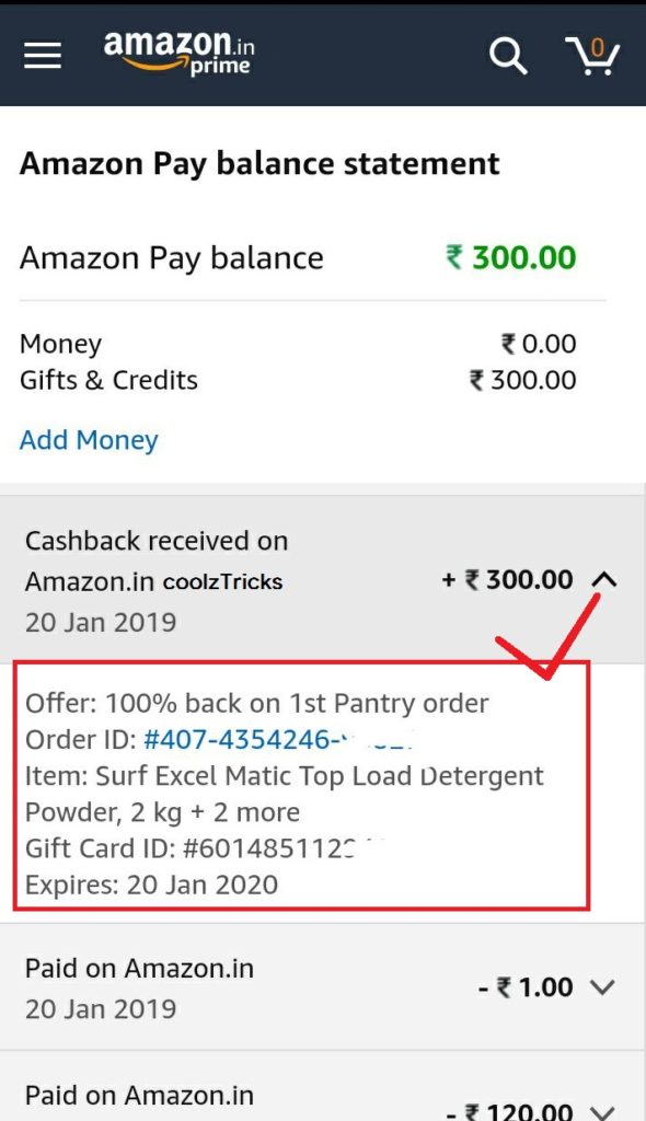 Amazon Pantry 100% Cashback Offer