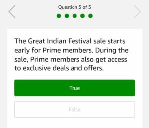 Amazon Great Indian Festival Quiz Answers