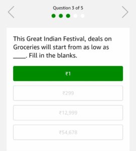 Amazon Great Indian Festival Quiz Answers