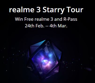 (Loot) Realme Tour - Win Free Realme 3, Realme Buds, Realme BackPack