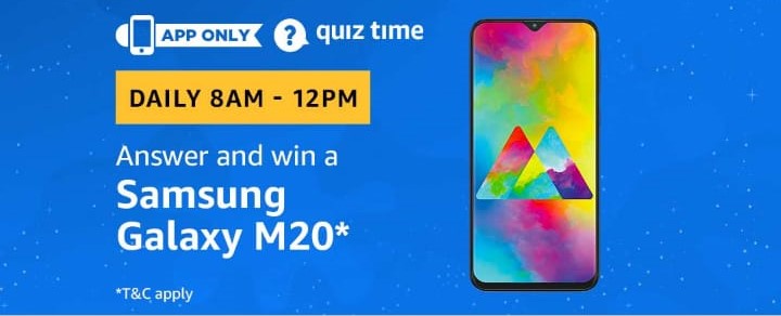 Amazon Quiz 24th February Answers - Win Free Samsung Galaxy M20