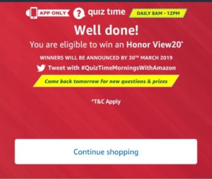 (All Answers) Amazon Honor View20 Quiz - Answer & Win Honor View20