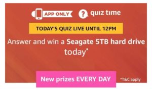 Amazon Quiz 28th February Answers - Win Seagate 5TB Hard Drive