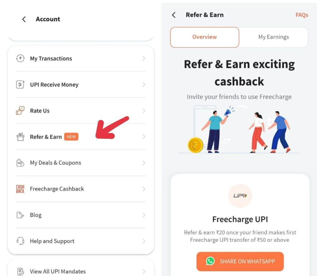 FREECHARGE REFER & EARN