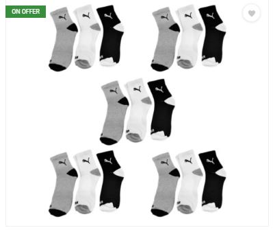 (Loot Deal) Puma Ankle Length Socks (Pack of 15) In Just Rs.380 | Worth Rs.2500