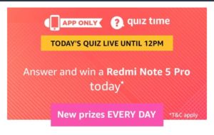(All Answers) Amazon Redmi Quiz - Answer & Win Redmi Note 5 Pro