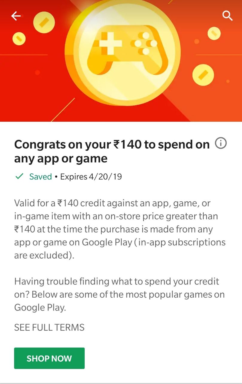 (User Specific) Get Free ₹140 Google Play Credits | Check Now