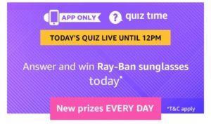 Amazon Rayban Quiz - Answer & Win Rayban Sunglasses