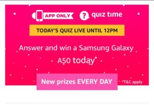 Amazon Samsung Quiz - Answer & Win Samsung Galaxy A50