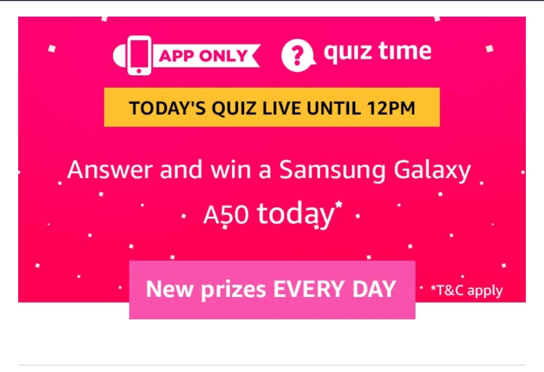 Amazon Samsung Quiz - Answer & Win Samsung Galaxy A50