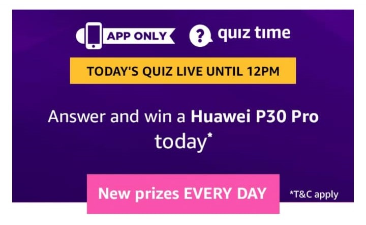 Amazon Huawei P30 Quiz Answers