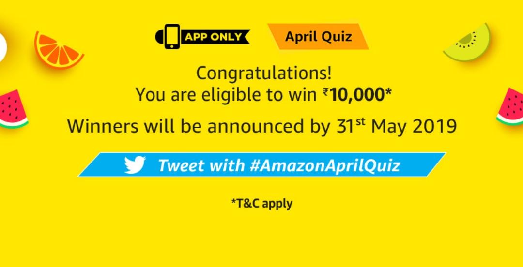 (All Answers) Amazon April Quiz- Win Free ₹10000 Amazon Pay