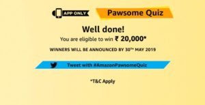 Amazon Pawsome Quiz - Answer & Win Free ₹20000 Amazon Pay