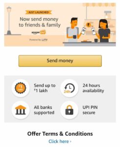 Amazon Pay Hotstar Send Money UPI Offer