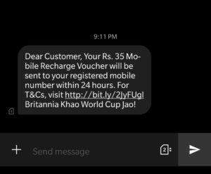 (Loot) Britannia Worldcup Challenge- ₹30 Free Recharge/PayTM Cash