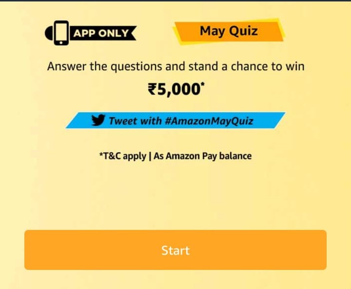 Amazon May Quiz Answers - Win Rs.5000