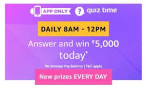 Amazon 27th May Quiz Answers - Win ₹5000 Amazon Pay