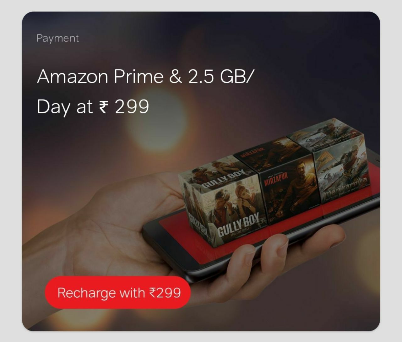 Airtel 299 Plan - Daily 2.5 GB Data+ Free Amazon Prime + Unlimited Calls