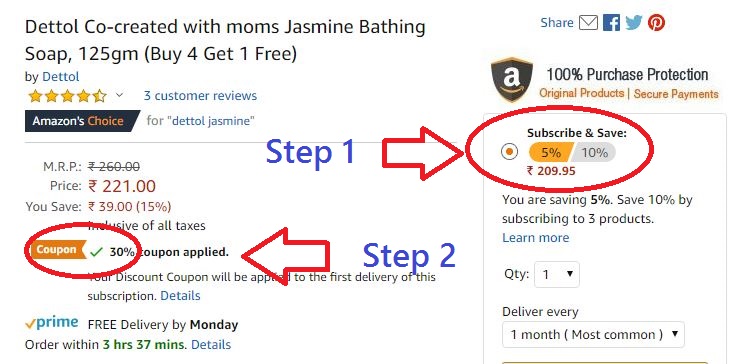 (Best Deal) Dettol Jasmine Bathing soap (Pack of 5)@ Just ₹146