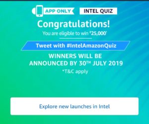 Amazon Intel Quiz Answers