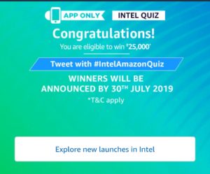 Amazon Intel Quiz Answers