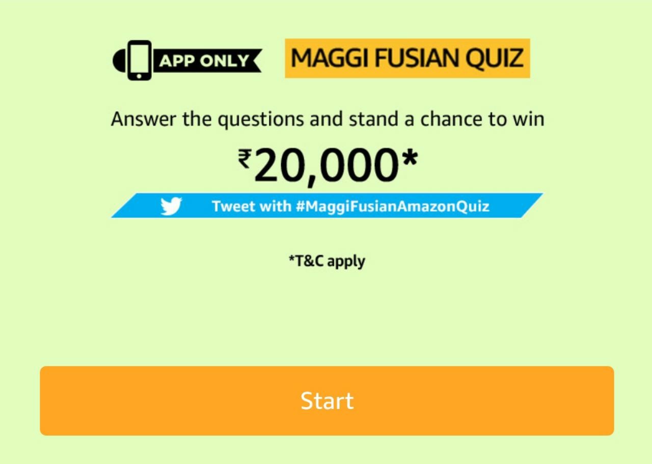 Win Rs.20,000 from Maggi Fusian Amazon Quiz | All Answers