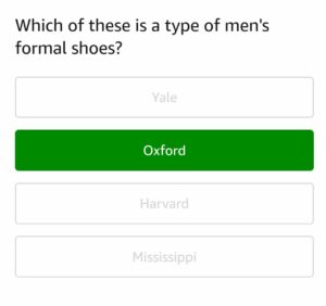Amazon Fashion Quotient Quiz Answers