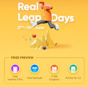 Realme Realleapdays - Drop Price & Get Free Realme 3 Pro, Earbuds