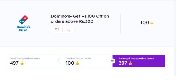Domino's Pizza 100 off on 300 code
