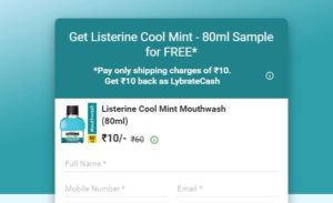 (Freebies) Listerine Cool Mint Mouthwash Sample for FREE In Lybrate