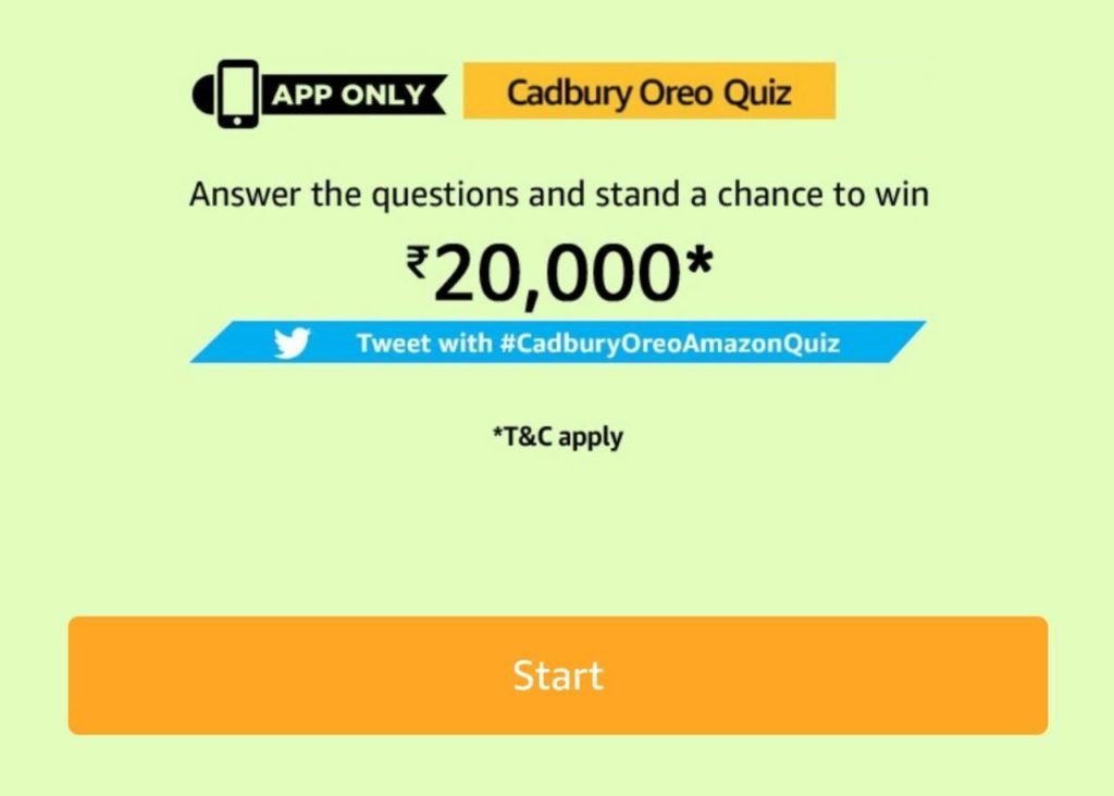 Amazon Cadbury Oreo Quiz Answers 