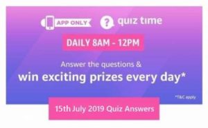 Amazon 15th July 2019 Quiz Answers